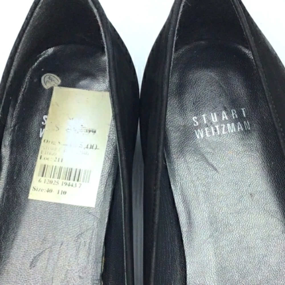 Stuart Weitzman Black Silver Lingo Studs Nubuck Loafer Size 8 - Picture 10 of 11